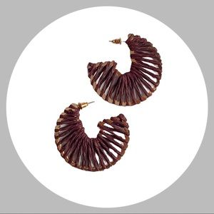 Jute Wrapped Gold Hoop Earrings